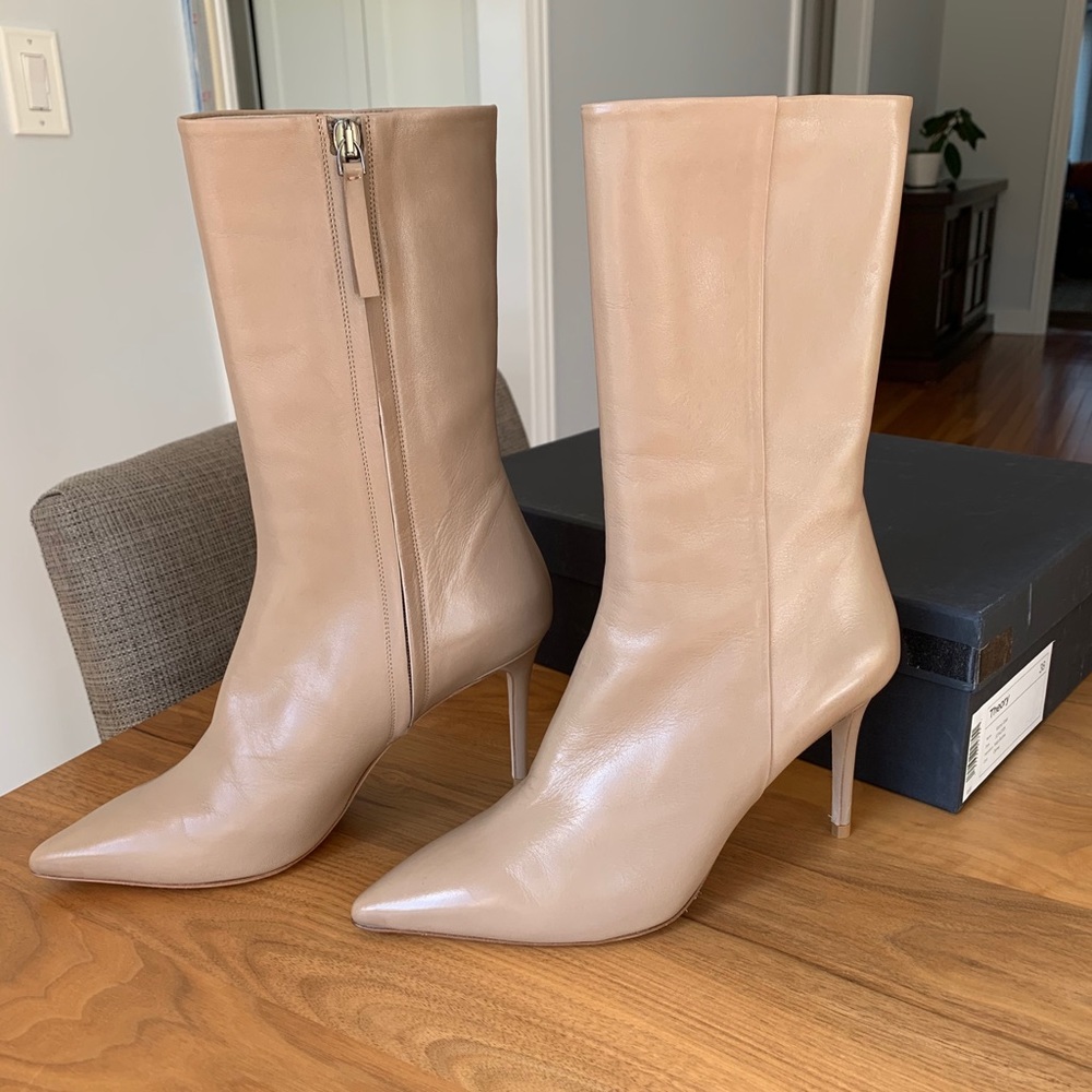 Theory camel color classic midi booties